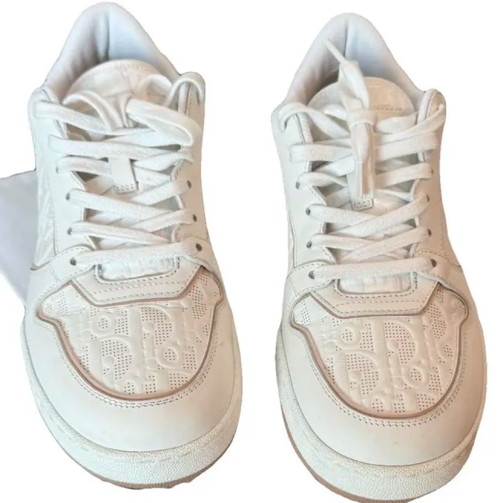 Dior White Sneakers with Monogram Design